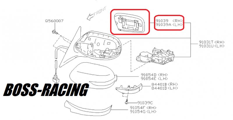 SUBARU Glace Vitre De Rétroviseur Extérieur Non-Dégivrante IMPREZA Diesel et WRX et STI 2008-2014