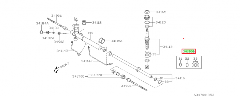 SUBARU Kit de réparation joints de boitier crémaillère direction WRX et STI 2008-2019