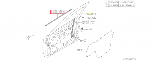 SUBARU Lèche Vitre Extérieur De Porte IMPREZA WRX et STI ET 2.0 TD 2008-2011