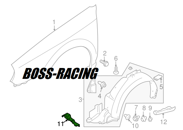 PLAQUE PARE BOUE PASSAGE DE ROUE AVANT WRX/STI 06-07