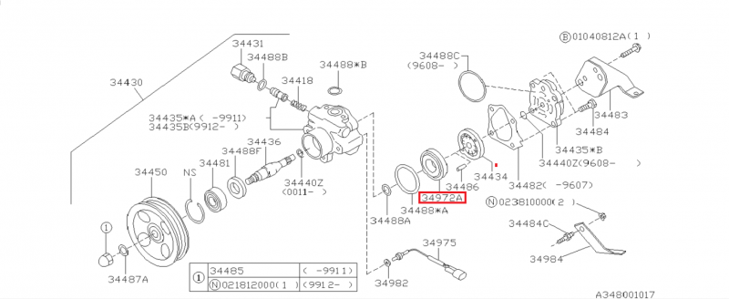 SUBARU Plaque Pression De La Pompe Direction Assistée Des IMPREZA GT 1993-1996 et 1999-2000