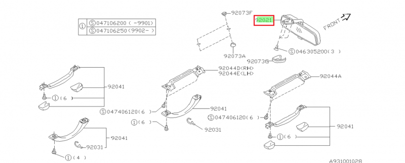 SUBARU Rétroviseur Intérieur Origine GT 1993-2000