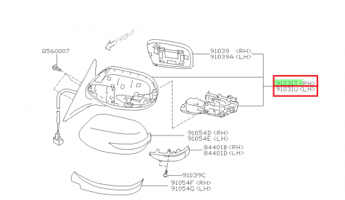 SUBARU Rétroviseur Origine Avec Vitre Non Dégivrante IMPREZA STI 2011-2014