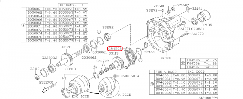 SUBARU Roulement Boite Centrale Transfert IMPREZA STI 2001-2018
