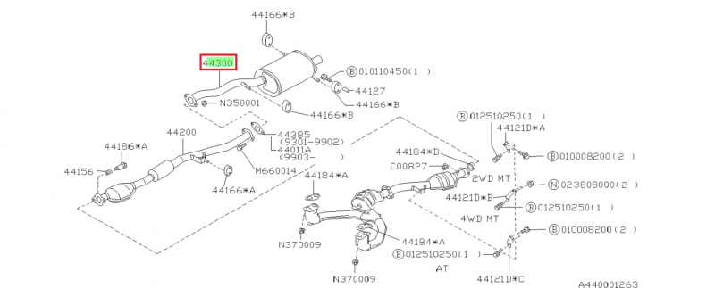 SUBARU Silencieux Échappement Arrière Origine GT 1993-2000