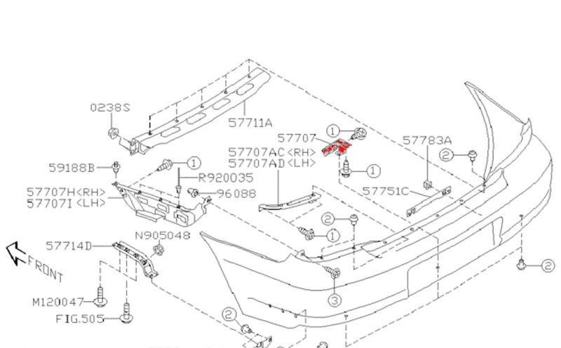 SUBARU Support Inférieur Central Pare Choc Arrière WRX et STI 01-07