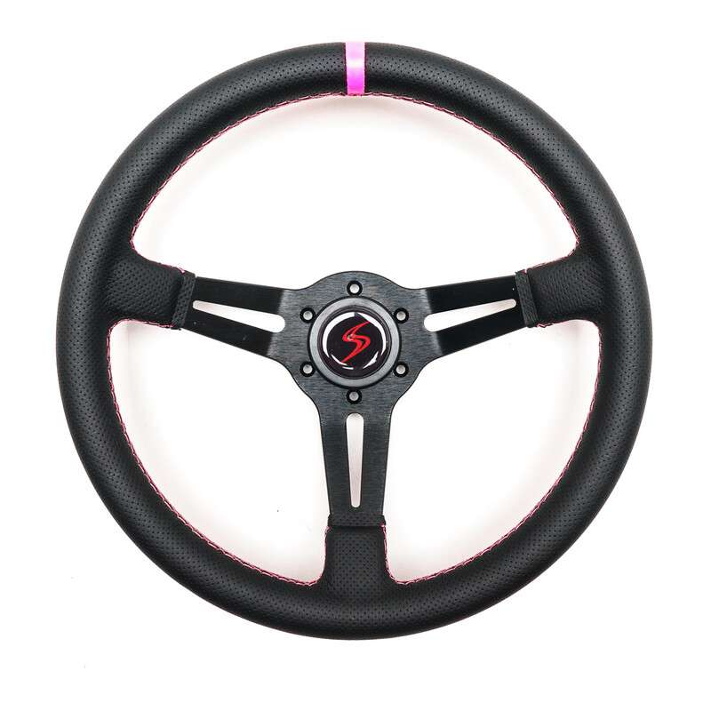 Volant Tulipé 70mm Simili-Cuir Noir Branches Noires Pink Style