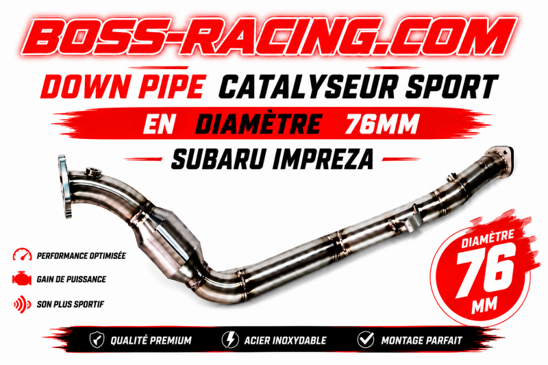 Down Pipe Bellmouth Avec Catalyseur Sport En 76mm Et Double Support De Sonde Pour Les SUBARU IMPREZA