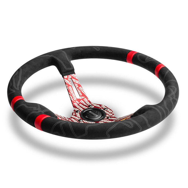 MOMO Ultra Volant Tulipé 90mm Alcantara Noir Branches Rouge