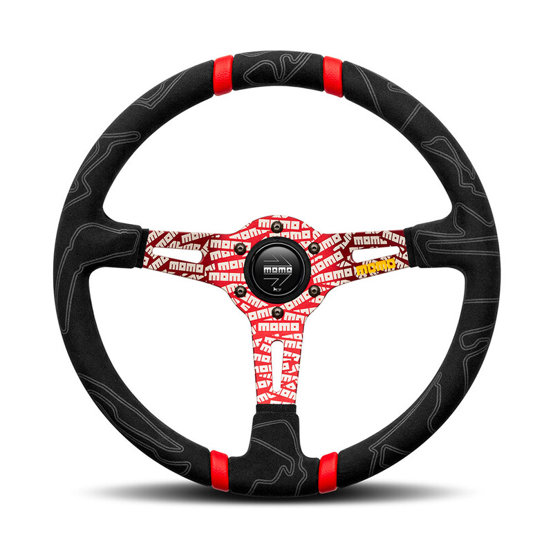 MOMO Ultra Volant Tulipé 90mm Alcantara Noir Branches Rouge