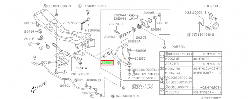 SUBARU Authentique Silent Bloc Avant De Triangle IMPREZA WRX/STI 2001-2007