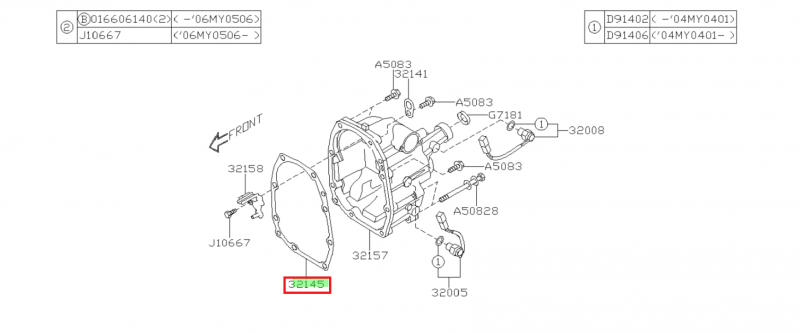 SUBARU AUTHENTIQUE JOINT CENTRAL DE BOITE 5 VITESSES IMPREZA GT RA WRX