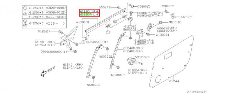 SUBARU Authentique Lèche Vitre de Porte Avant Des IMPREZA WRX STI 2001-2007