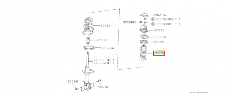 SUBARU Authentique Soufflet Cache Poussière De Tige Amortisseur Arrière IMPREZA GT 1993-2000