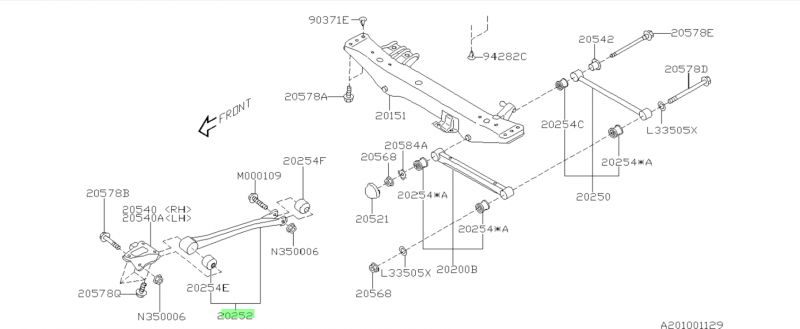 SUBARU Authentique Tirant Longitudinal Arrière IMPREZA WRX 2003-2007