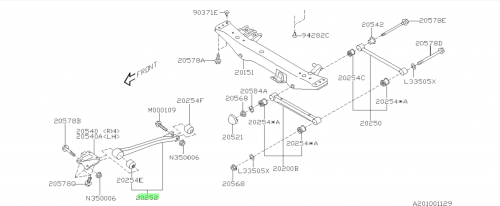 SUBARU Authentique Tirant Longitudinal Arrière IMPREZA WRX 2003-2007