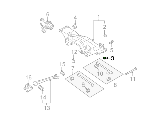 SUBARU Rondelle Silent Bloc Berceau Arrière GT 1993-2000
