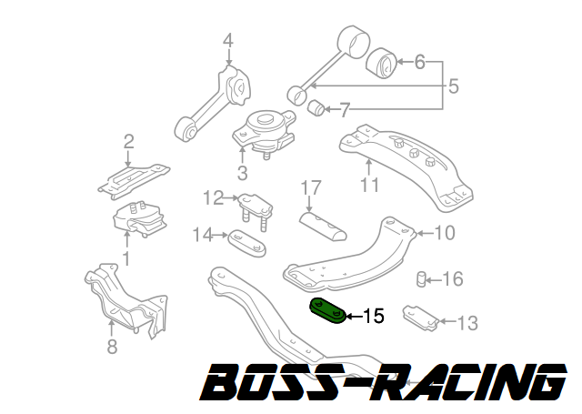 SUBARU Silent Bloc Berceau Boîte Vitesse GT 1997-2000 WRX 2001-2007 STI 2001-2003