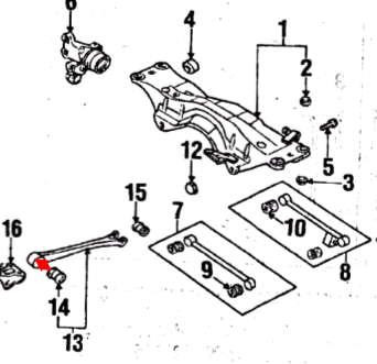SUBARU Silent Bloc Tirant Arrière Longitudinal Intérieur GT 1993-2000 WRX et STI 2001-2002