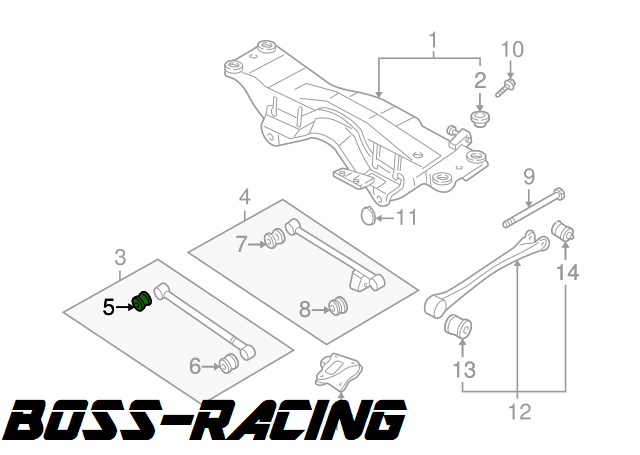 SUBARU Authentique Silent Bloc Tirant Arrière Intérieur GT WRX STI 93-07 Forester 97-07 Legacy 92-97