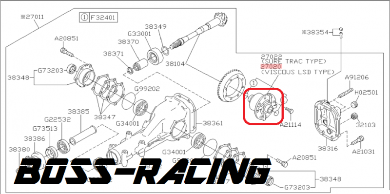 SUBARU Visco-Coupleur Différentiel Pont Arrière STI 2006-2007