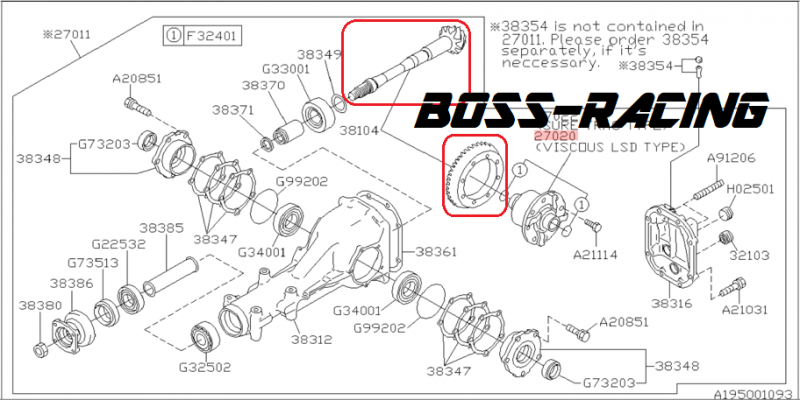 SUBARU Ensemble Couple Conique Pont Arrière WRX 2006-2007
